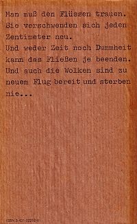 Man muss den Flüssen trauen, 1