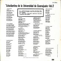 Estudiantina De La Universidad De Guanajuato Vol. 2 [Vinyl], 1