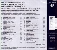 Das Grosse Morgenlob der Russen [CD], 1