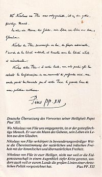 Nikolaus von Flüe, 1