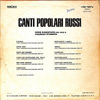 Canti Popolari Russi [Vinyl], 1