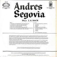 Andres Segovia Plays J. S. Bach [Vinyl], 1