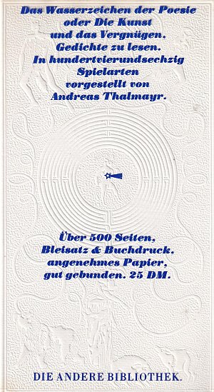 Das Wasserzeichen der Poesie oder Die Kunst und das Vergnügen...