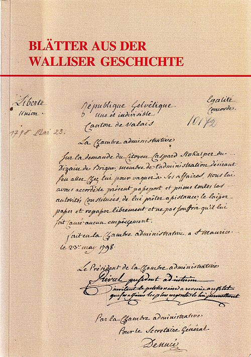 Blätter aus der Walliser Geschichte XXX. Band 1998