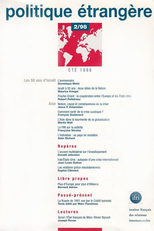 POLITIQUE ETRANGERE NUMERO 2 ETE 1998