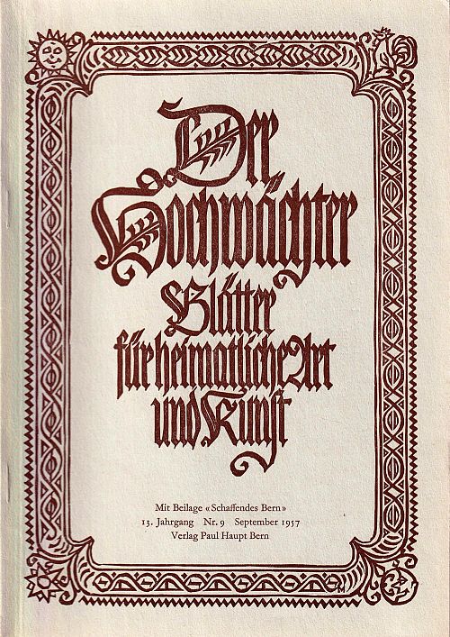 Der Hochwächter - Blätter für heimatliche Art und Kunst Nr. 9 1957