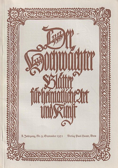 Der Hochwächter - Blätter für heimatliche Art und Kunst Nr. 9 1952